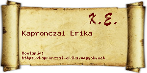 Kapronczai Erika névjegykártya